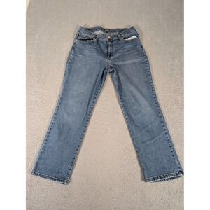 Lee Jeans Womens Petite Blue Relaxed Fit Straight Leg Mid Rise Denim Casual‎